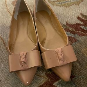 J.Crew Emery Patent Bow Flats in Bronzed Clay